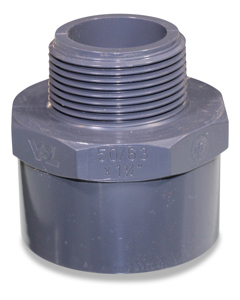 Überg-Nippel 50/63x1 1/4AG PVC mit Sechskant